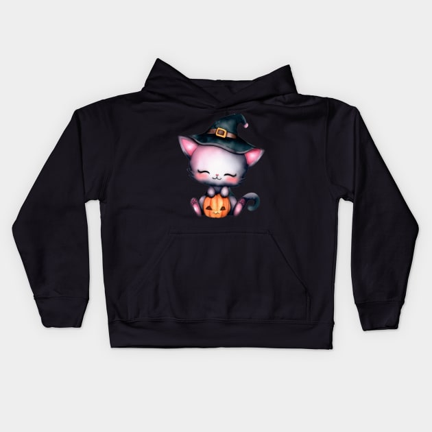 Little Cuties - Halloween Kitty Kids Hoodie by CAutumnTrapp